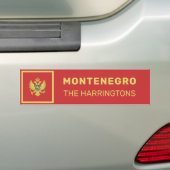 Aangepaste naam en tekst Montenegro vlag Bumpersticker (Op auto)