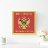 Aangepaste naam en tekst Montenegro vlag Vierkante Klok (Huis)
