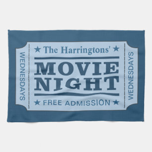 Aangepaste naam en tekst "Movie Ticket"-handdoek Theedoek