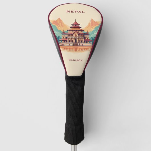 Aangepaste naam en tekst Nepal Golfheadcover (Voorkant)
