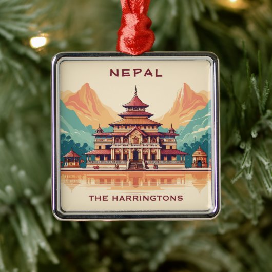 Aangepaste naam en tekst Nepal Metalen Ornament (Boom)