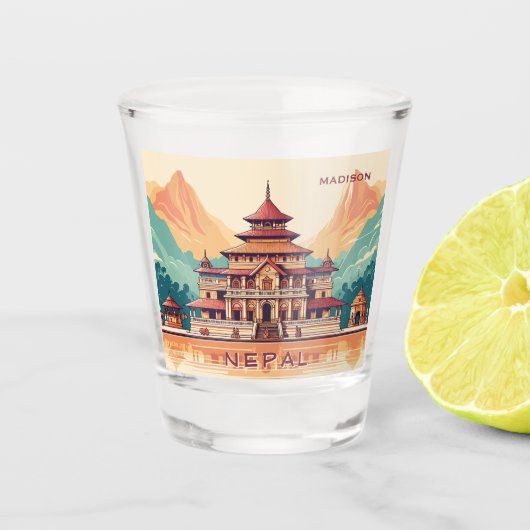 Aangepaste naam en tekst Nepal Shot Glas (Voorkant)