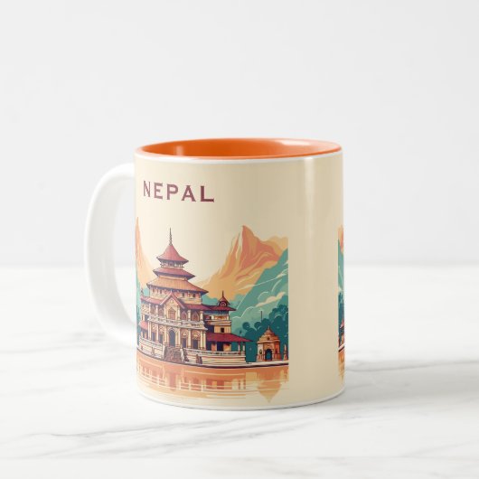 Aangepaste naam en tekst Nepal Tweekleurige Koffiemok (Voorkant links)