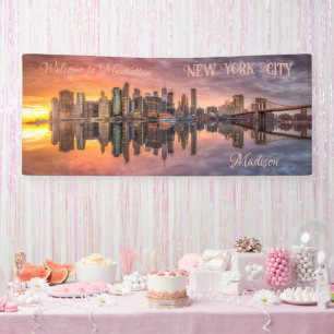 Aangepaste naam en tekst New York City Skyline Spandoek