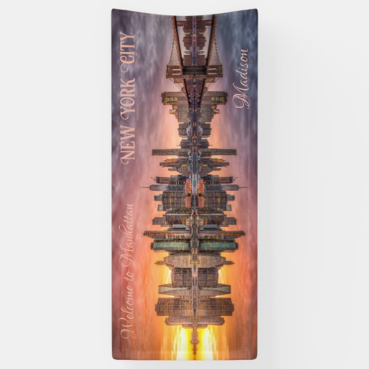 Aangepaste naam en tekst New York City Skyline Spandoek (Verticaal)