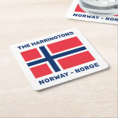 Aangepaste naam en tekst Noorse vlag Kartonnen Onderzetters (Schuin)