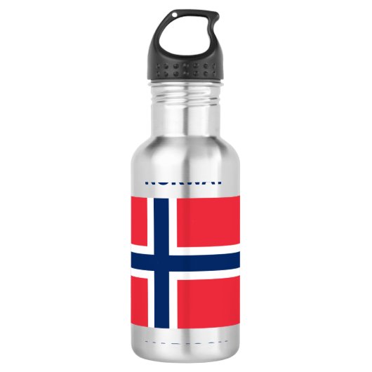 Aangepaste naam en tekst Noorse vlag Waterfles (Voorkant)