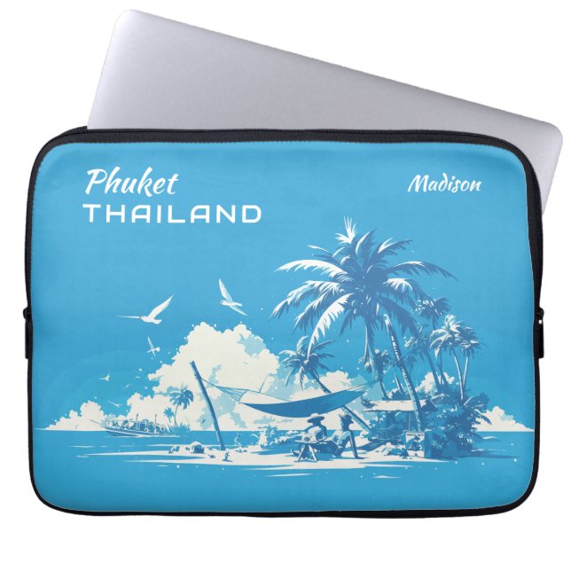Aangepaste naam en tekst Phuket Thailand Laptop Sleeve (Voorkant)