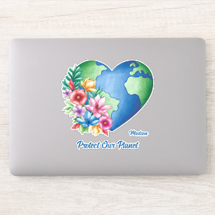 Aangepaste naam en tekst Planet Earth Heart Sticker