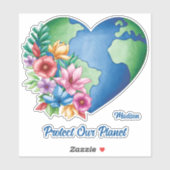 Aangepaste naam en tekst Planet Earth Heart Sticker (Vel)