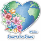 Aangepaste naam en tekst Planet Earth Heart Sticker (Voorkant)