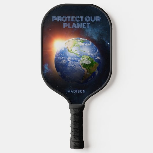 Aangepaste naam en tekst Planet Earth Pickleball Paddle (Voorkant)