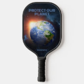 Aangepaste naam en tekst Planet Earth Pickleball Paddle (Achterkant)