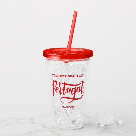 Aangepaste naam en tekst Portugal Acryl Drinkbeker (Achterkant ijs)