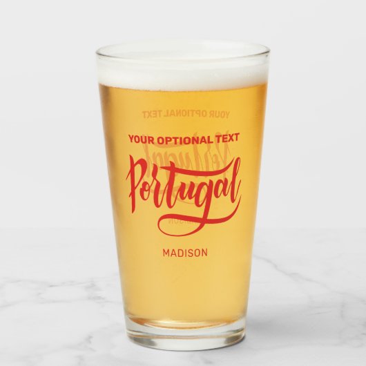 Aangepaste naam en tekst Portugal Glas (Achterkant gevuld)