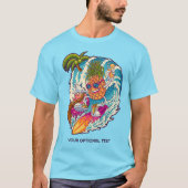 Aangepaste naam en tekst surfende ananas t-shirt (Voorkant)