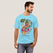 Aangepaste naam en tekst surfende ananas t-shirt (Voorkant volledig)