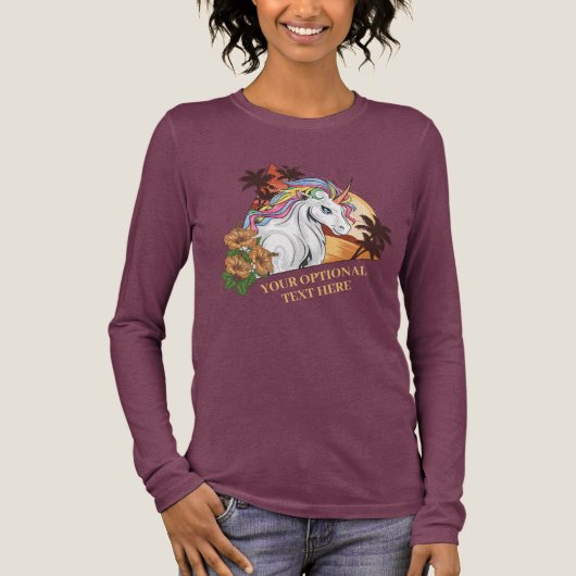 Aangepaste naam en tekst Tropical Unicorn Tri-Blend Shirt (Voorkant)