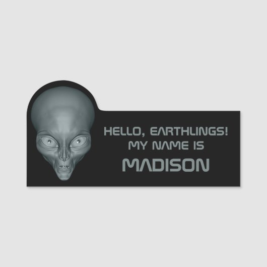 Aangepaste naam en tekst UFO Alien Naamplaatje (Voorkant)