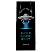 Aangepaste naam en tekst UFO-cadeau voor ruimtesch Wijn Cadeautas (Achterkant)