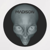 Aangepaste naam en tekst UFO-ruimteschip Labels (Design 2)
