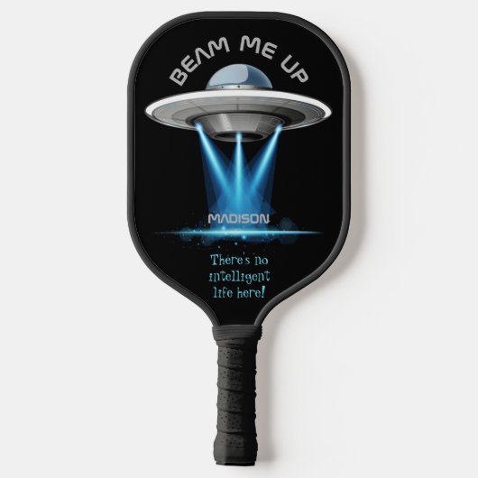 Aangepaste naam en tekst UFO-ruimteschip Pickleball Paddle (Achterkant)