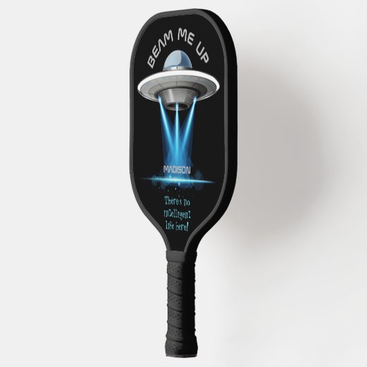 Aangepaste naam en tekst UFO-ruimteschip Pickleball Paddle (Links)