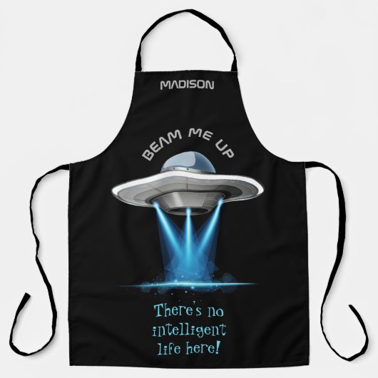 Aangepaste naam en tekst UFO-ruimteschip Schort (Voorkant)