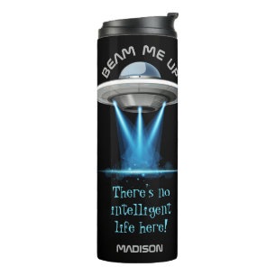 Aangepaste naam en tekst UFO-ruimtetummer Thermosbeker
