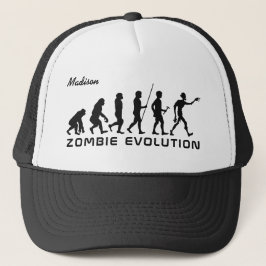 Aangepaste naam en tekst "Zombie Evolution"-petten Trucker Pet