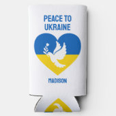 Aangepaste naam en tekstvrede voor Oekraïne Seltzer Blikjeskoeler (Achterkant)