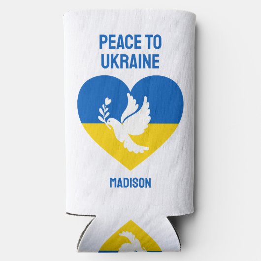 Aangepaste naam en tekstvrede voor Oekraïne Seltzer Blikjeskoeler (Achterkant)