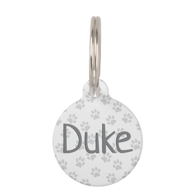 Aangepaste naam en telefoonnummer Paw Print ID Pet Huisdierpenning (Voorkant)