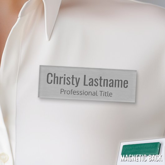 Aangepaste naam en titel met faux Silver Foil Prin Naambadge
