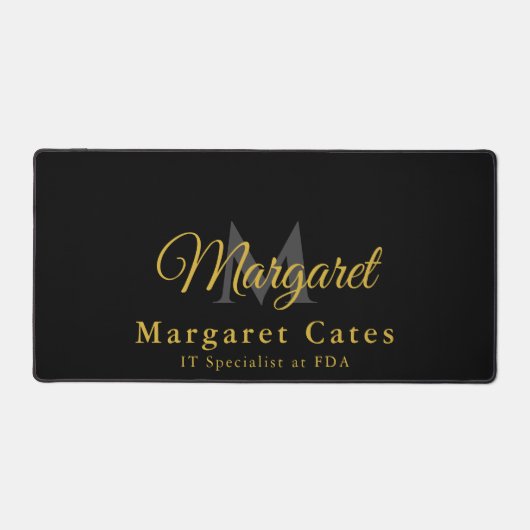 Aangepaste naam en titel met monogram - bureaumat (Voorkant)