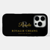 Aangepaste naam en titel met monogram Case-Mate iPhone case (Achterkant (horizontaal))