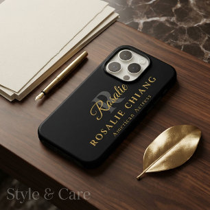 Aangepaste naam en titel met monogram iPhone 15 pro case
