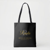 Aangepaste naam en titel met monogram tote bag (Voorkant)