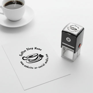 Aangepaste naam en website van koffiezaak  zelfinktende stempel