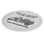 Aangepaste naam en zin Schattigee Camper Camping Snijplank (Hoek)