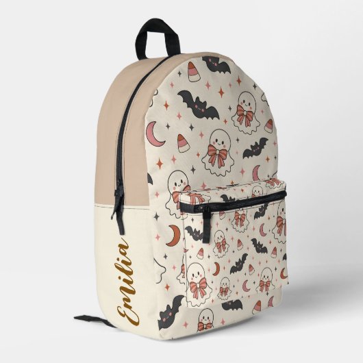 Aangepaste naam enge schooltas bedrukte rugzak (Achterkant Hoek Links)