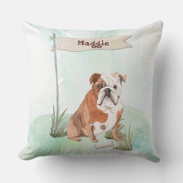 Aangepaste naam Engelse Bulldog Huisdier Hond Kussen (Voorkant)