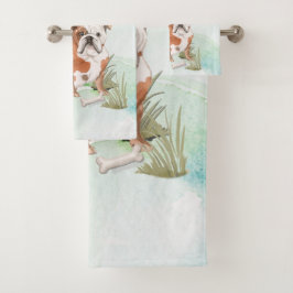 Aangepaste naam Engelse Bulldog Pet Dog Bad Handdoek