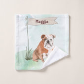 Aangepaste naam Engelse Bulldog Pet Dog Bad Handdoek (Wasdoekje)