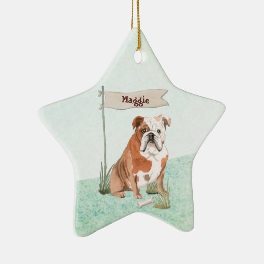 Aangepaste naam Engelse Bulldog Pet Dog Keramisch Ornament (Rechts)