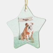 Aangepaste naam Engelse Bulldog Pet Dog Keramisch Ornament (Links)