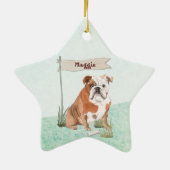 Aangepaste naam Engelse Bulldog Pet Dog Keramisch Ornament (Achterkant)