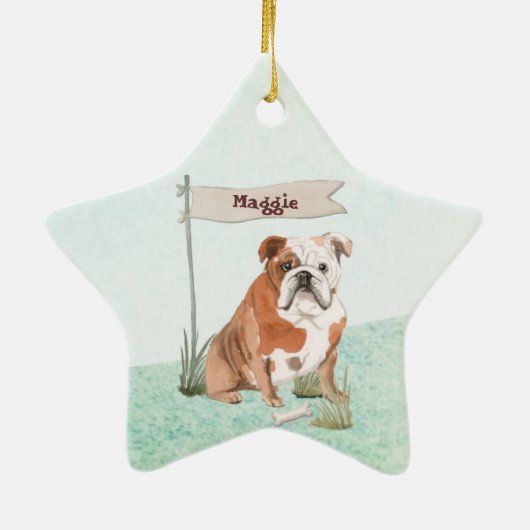 Aangepaste naam Engelse Bulldog Pet Dog Keramisch Ornament (Achterkant)