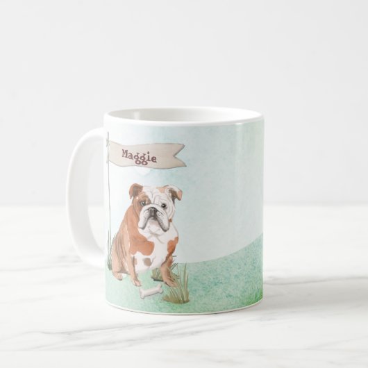Aangepaste naam Engelse Bulldog Pet Dog Koffiemok (Voorkant links)