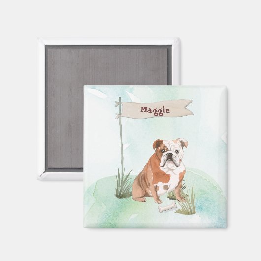 Aangepaste naam Engelse Bulldog Pet Dog Magneet (Voorkant / Achterkant)